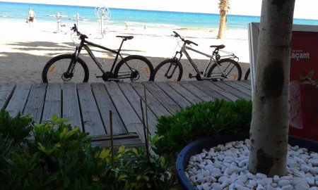 Op terras na een flinke fietstocht rond zoutmeer